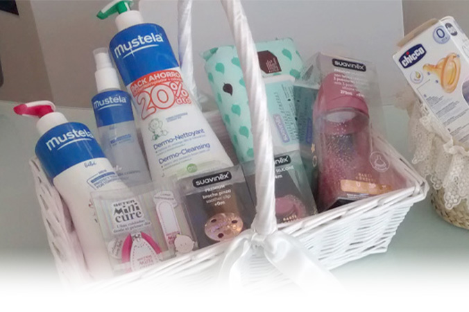 Cestas personalizadas para bebés Farmacia Vasco de Gama en Sevilla